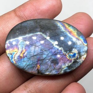 Purple Labradorite Cabochon Gemstone, 43x30x6mm