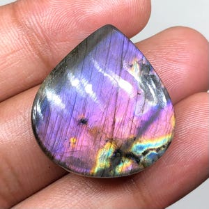 Multi Purple Labradorite Cabochon Gemstone, 28x26x7mm