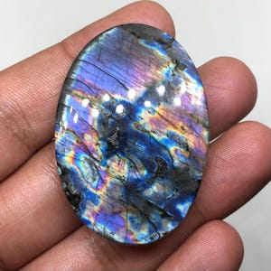 Spectrolite Purple Labradorite Cabochon Gemstone, 48x34x6mm