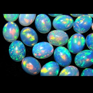 100 PCs Lot  AAA+++ Top Quality Natural Ethiopian Opal,  6x8MM Oval Ethiopian Opal Cabochon Lot Welo Opal Making Jewelry