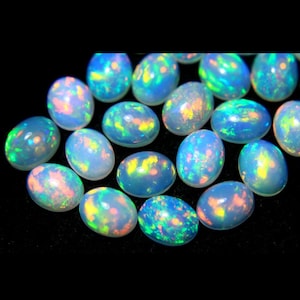 100 PCs Lot  AAA+++ Top Quality Natural Ethiopian Opal,  6x4MM Oval Ethiopian Opal Cabochon Lot Welo Opal Making Jewelry
