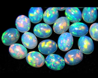 100 PCs Lot  AAA+++ Top Quality Natural Ethiopian Opal,  6x4MM Oval Ethiopian Opal Cabochon Lot Welo Opal Making Jewelry