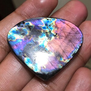 Purple Labradorite Cabochon Gemstone, 41x35x6mm