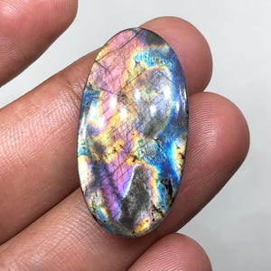 Multi Purple Labradorite Cabochon Gemstone, 34x18x5mm