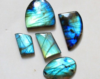 168.10 Cts 5 Pieces Lot Labradorite cabochon Lot Gemstone Lot, Mix Shape and Mix Color Labradorite Lot, Smooth Super shiny Designer jewelry