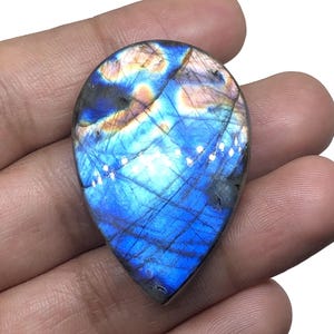 44x30x7mm ブルーファイア ラブラドライト カボション 宝石 76.15 ペアシェイプ ハンドメイド ポリッシュ 送料無料 50%オフ
