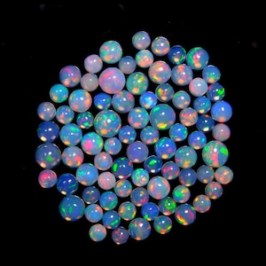 100 PCs Lot 4MM Round AAA+++ Top Quality Natural Ethiopian Opal,  Ethiopian Opal Cabochon Lot Welo Opal Making Jewelry