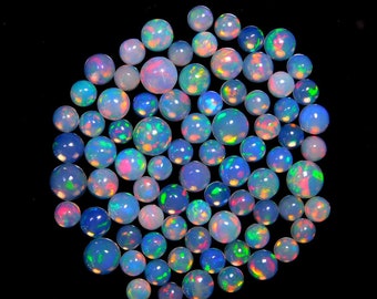 100 Stück Lot 4MM Rund AAA +++ Top Qualität Natürlicher äthiopischer Opal, äthiopische Opal Cabochon Lot Welo Opal Herstellung von Schmuck