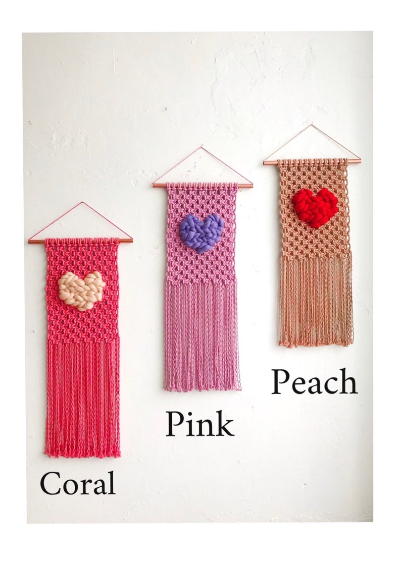 Macrame Pattern Macrame Heart Wall Hanging Valentines Craft Etsy