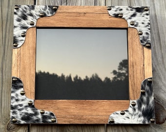 Black and white speckled  Cowhide 8x10 picture frame