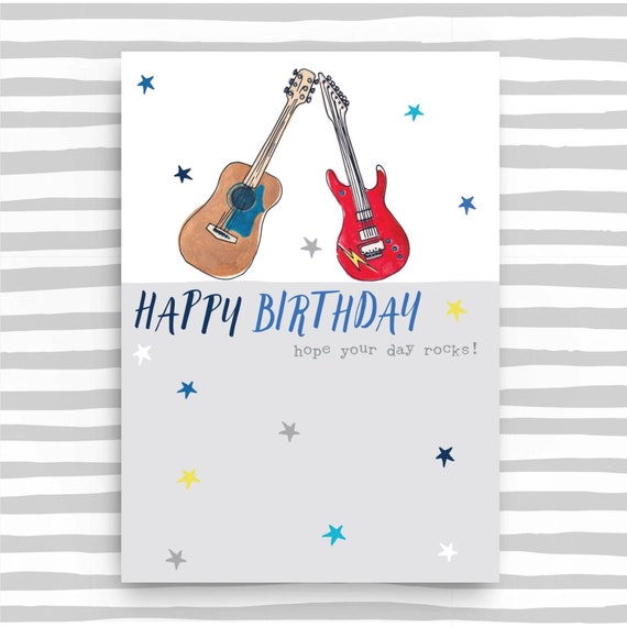  Tarjeta de cumpleaños del tema de la guitarra