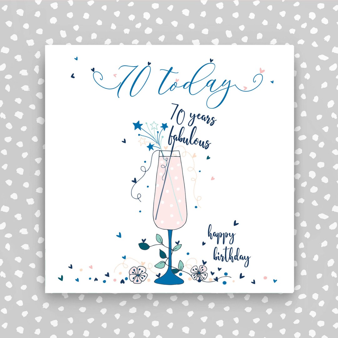 70th Birthday Card for Her: Champagne Cocktail, Glitter & Pearls - Etsy UK