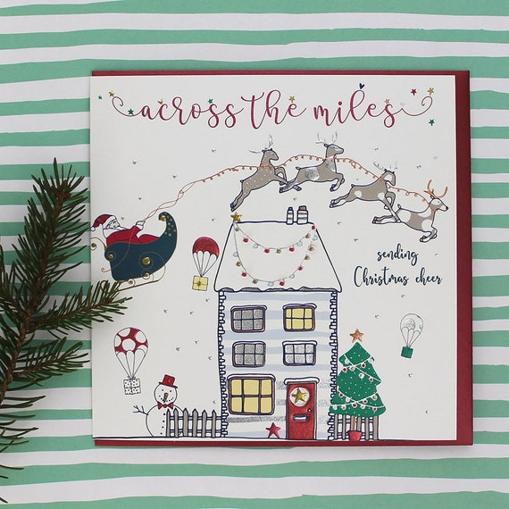 Across the miles Christmas card Christmas card for far away  Etsy