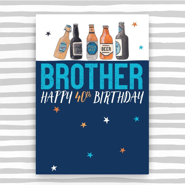 40th Birthday Card for Brother Happy 40th Birthday - Etsy UK