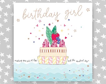 Female Happy Birthday Cupcake Greeting Card.