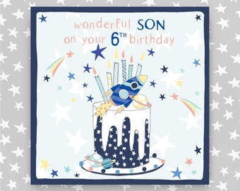 6th Birthday Greeting Card for a wonderful Son/Grandson/Nephew