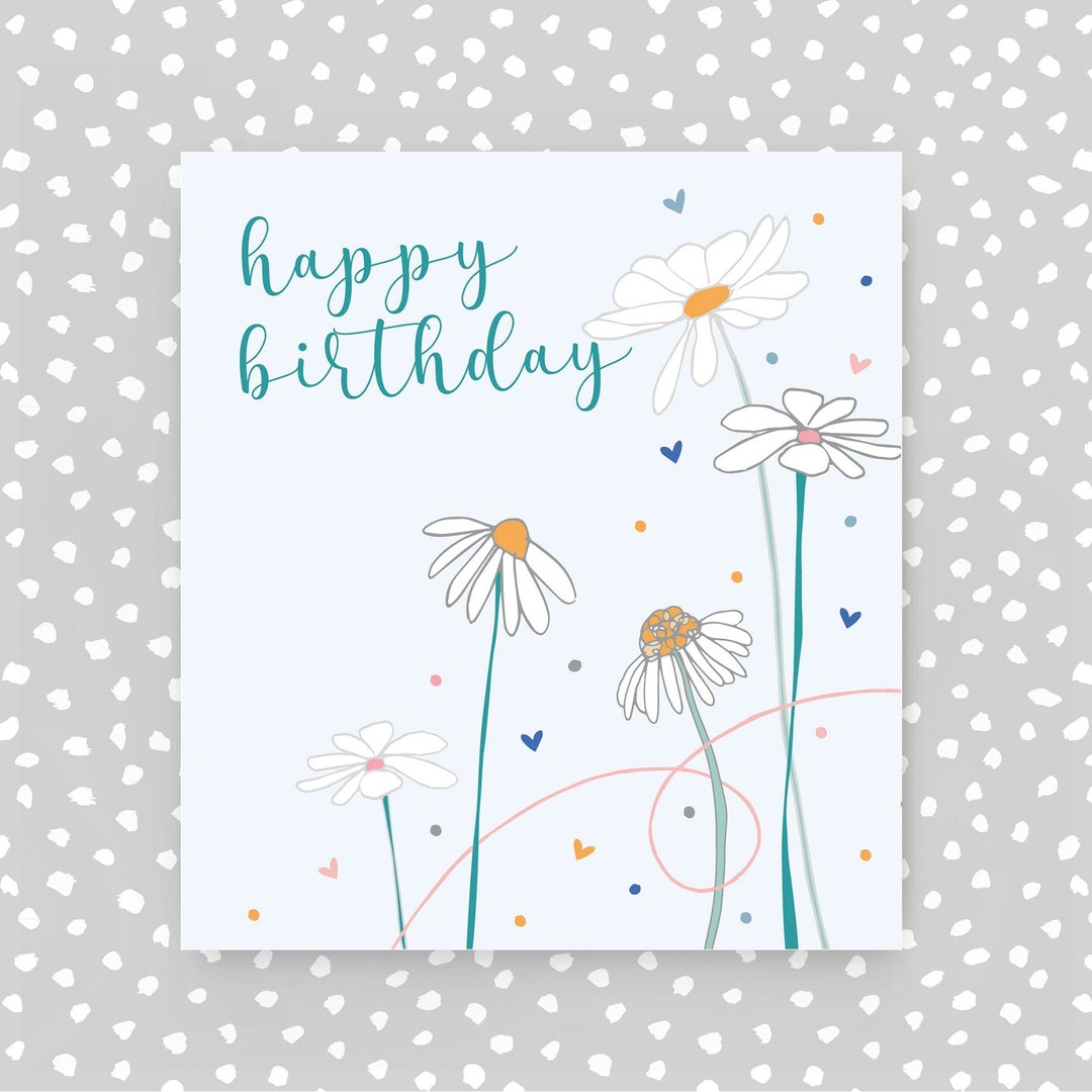 Happy Birthday Card for Her - Daisy Flower Design - Etsy UK
