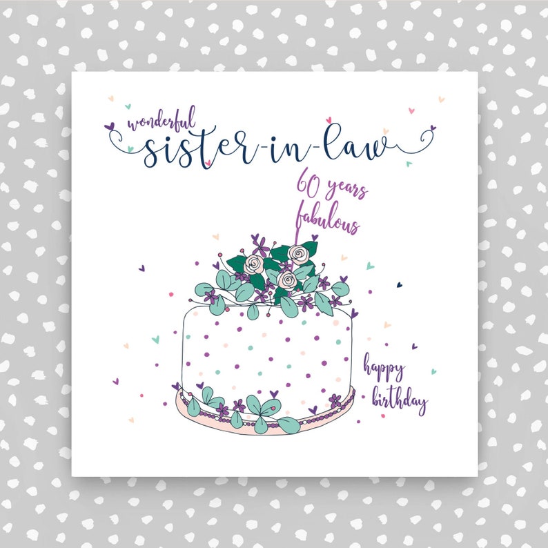 Sister In Law 60th Birthday Card Etsy