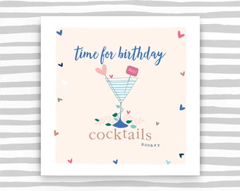 Time For Cocktails Birthday Card