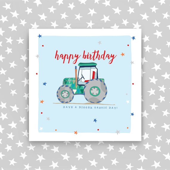 Carte De Joyeux Anniversaire Pour Les Enfants Theme Tracteur Etsy France