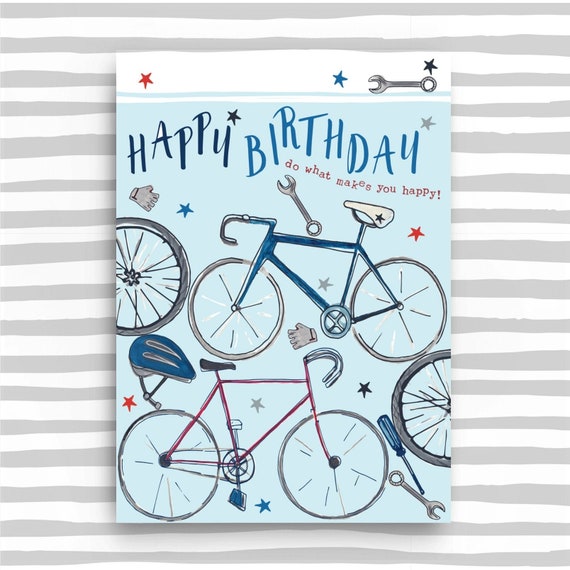 Tarjeta de feliz cumpleaños Tema de ciclismo - Etsy España