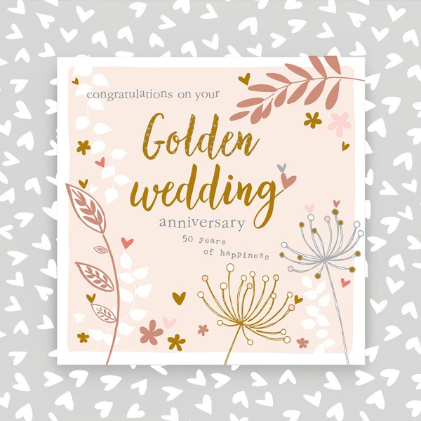 50th Wedding Anniversary Card - Golden Wedding Anniversary Card