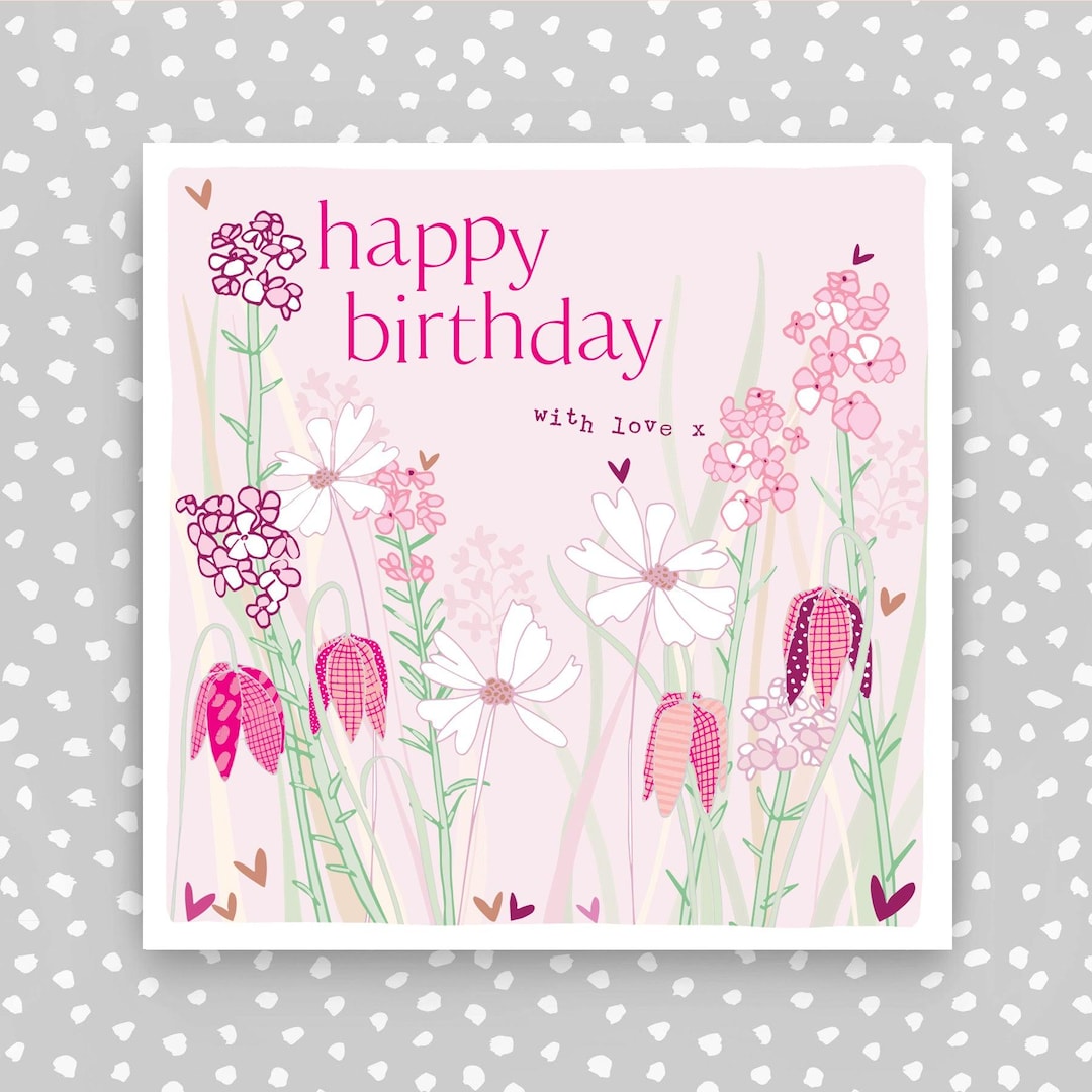 Happy Birthday Card - Wild Flowers (FB188) - Etsy