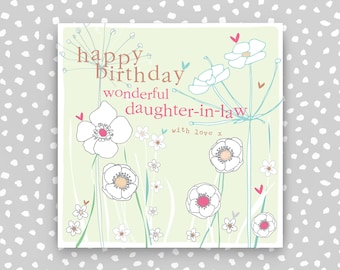 Daughter In Law Birthday Card: Floral Design, Kraft Envelope