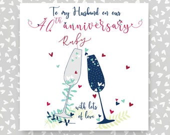 Ruby 40th Wedding Anniversary Card for Husband Happy Anniversary ...