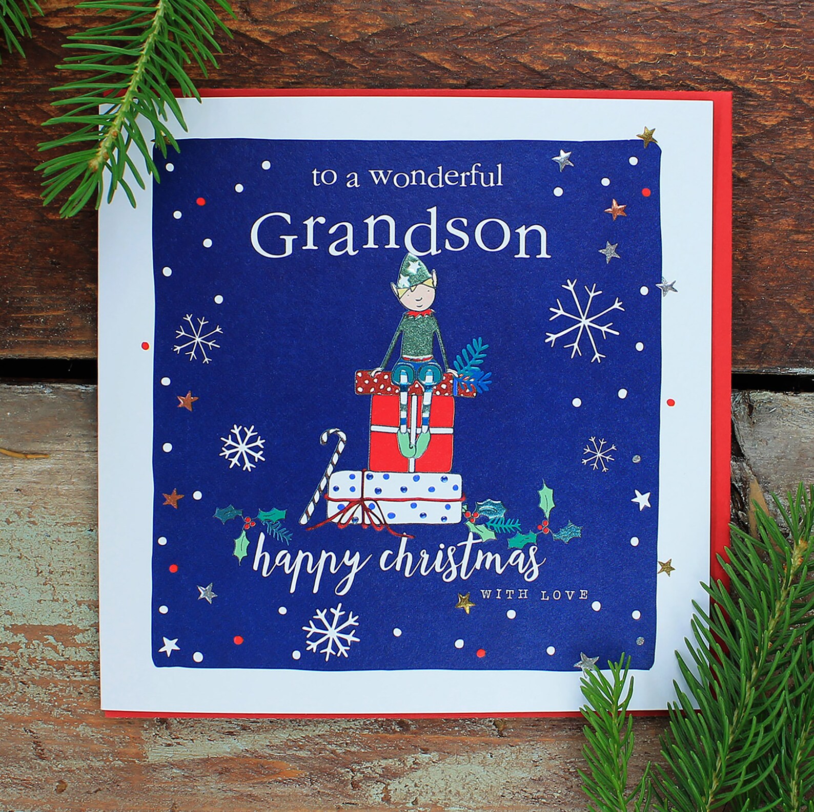 Wonderful Grandson Christmas Card | Etsy