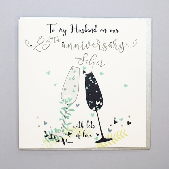 Husband Silver Wedding Anniversary Card Etsy