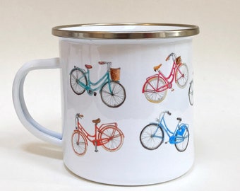 Enamel Bike Mug, Camping Hiking 10 oz Cycling Mug