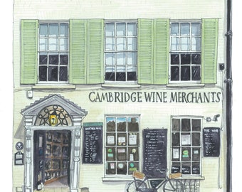 Cambridge Wine Merchants Fine Art Greetings Card