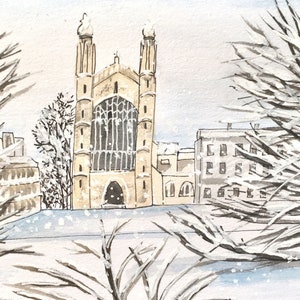Cambridge Christmas cards, set of six fine art greetings cards, blank inside. image 3