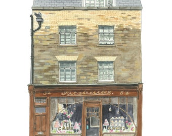 Fitzbillies Cambridge Giclee Print, Unframed Fine Art Watercolour Print on Paper, Cambridge Art Print