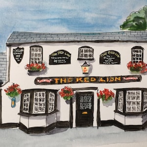 Biglietto d'auguri Cambridge Red Lion Histon Fine Art