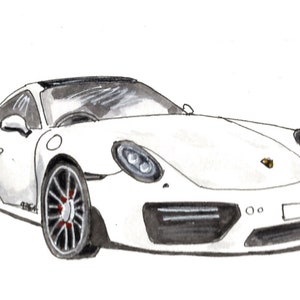 Framed Custom Car Portrait, Hand Painted Gift for Car Lover, Custom Numberplate