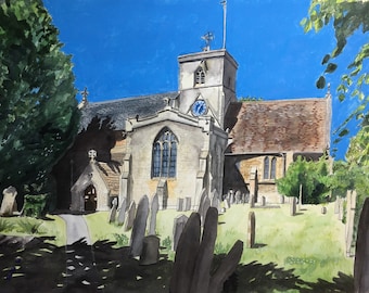 St Andrew's Church Histon Giclee Print, Unframed Fine Art Watercolour Print on Paper