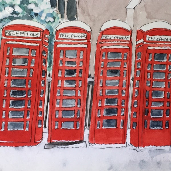 Market Square Phone Boxes, Cambridge Greetings card