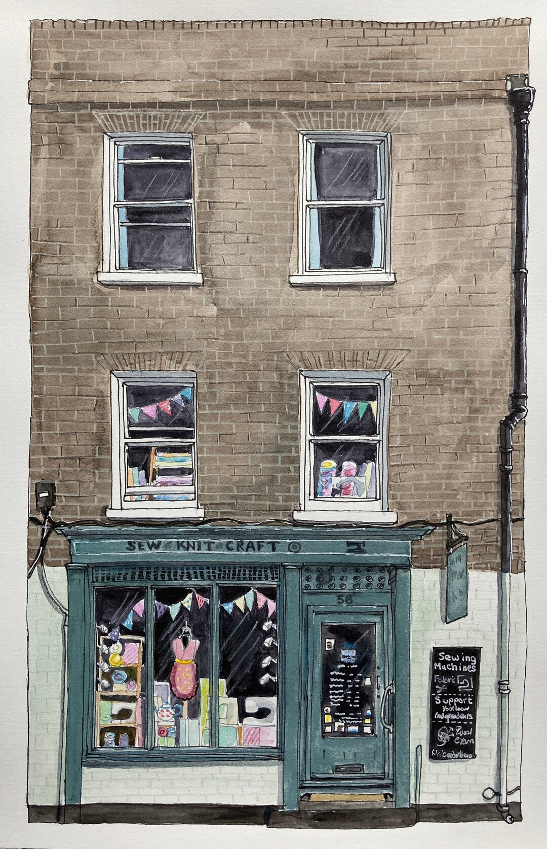 Sew Knit Craft Cambridge Giclee Print, Unframed Fine Art Watercolour Print on Paper, Cambridge