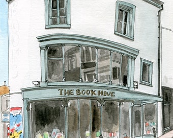Bookhive Norwich Giclee Print, Unframed Fine Art Watercolour Print on Paper
