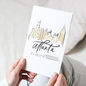 Atlanta Calligraphy Skyline Printable | Atlanta Skyline art | city skyline, Atlanta gifts, housewarming gift Atlanta, we love ATL decor