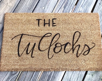 Custom Calligraphy Doormat-personalized last name doormat, Welcome Mat, Newlywed Doormat, Housewarming Gift, Family Christmas Gift 2023