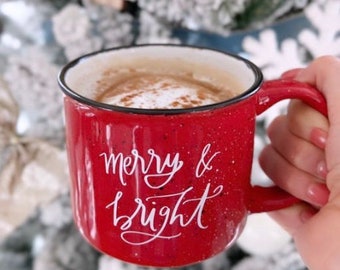 Merry & Bright Red Campfire Mug | Holiday Mug | Festive Christmas Mug | Teacher holiday gift | 2022 Christmas mug | holiday coffee mug