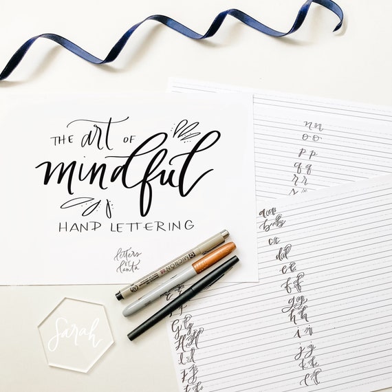 Learn How to Hand Letter Kit, Mindful Lettering Kit, Hand Lettering  Practice Sheets With Pens Custom Name Favor, Learn Modern Calligraphy 