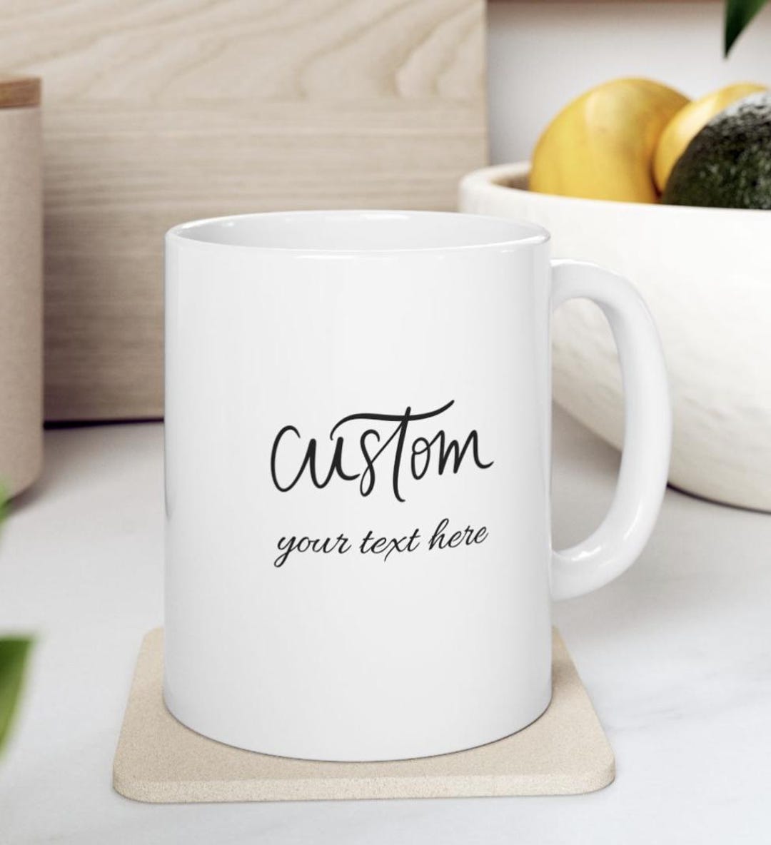 Custom Calligraphy Mug – Personalized Hand-lettered Text – Custom Gift ...