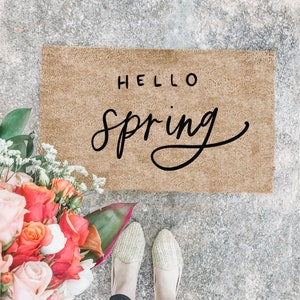 Porch Decor Hello Spring Doormat | spring doormat  | cute doormat | outdoor doormat | wedding gift | housewarming gift | spring doormat