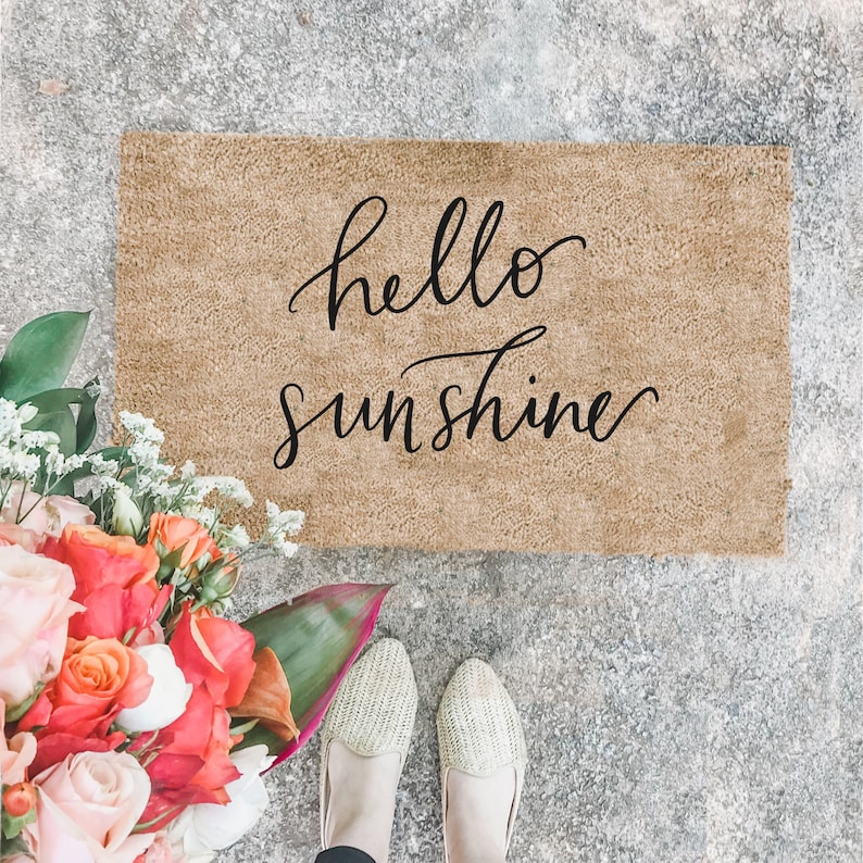 Hello Sunshine Doormat Hand Lettered Hand Painted Doormat Etsy