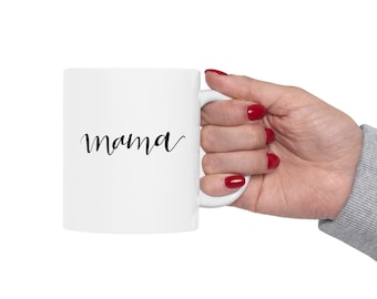Tazza da caffè Mama Calligraphy, 11 once senza BPA, regalo per la festa della mamma, regalo per la mamma amante del caffè, carina tazza per mamma minimalista, attrezzatura per la mamma
