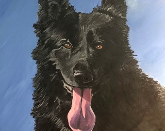 Custom Hand Painted Pet Portrait, Acrylic on Canvas 11"x14" or 16 x 20".